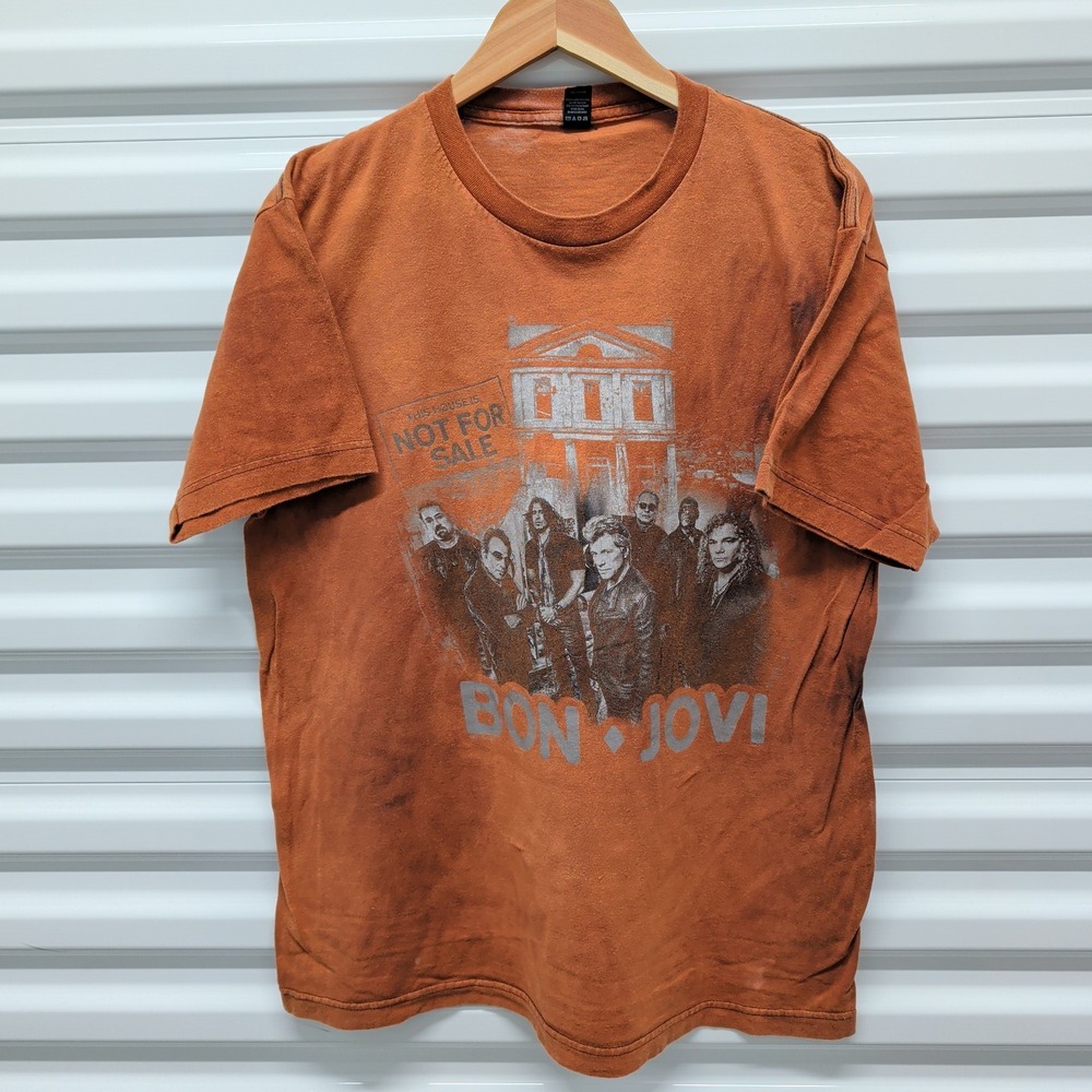 Bon Jovi Shirt Large Men Orange This House Is Not For Sale 2017 Tour Graphic Tee — photo 2